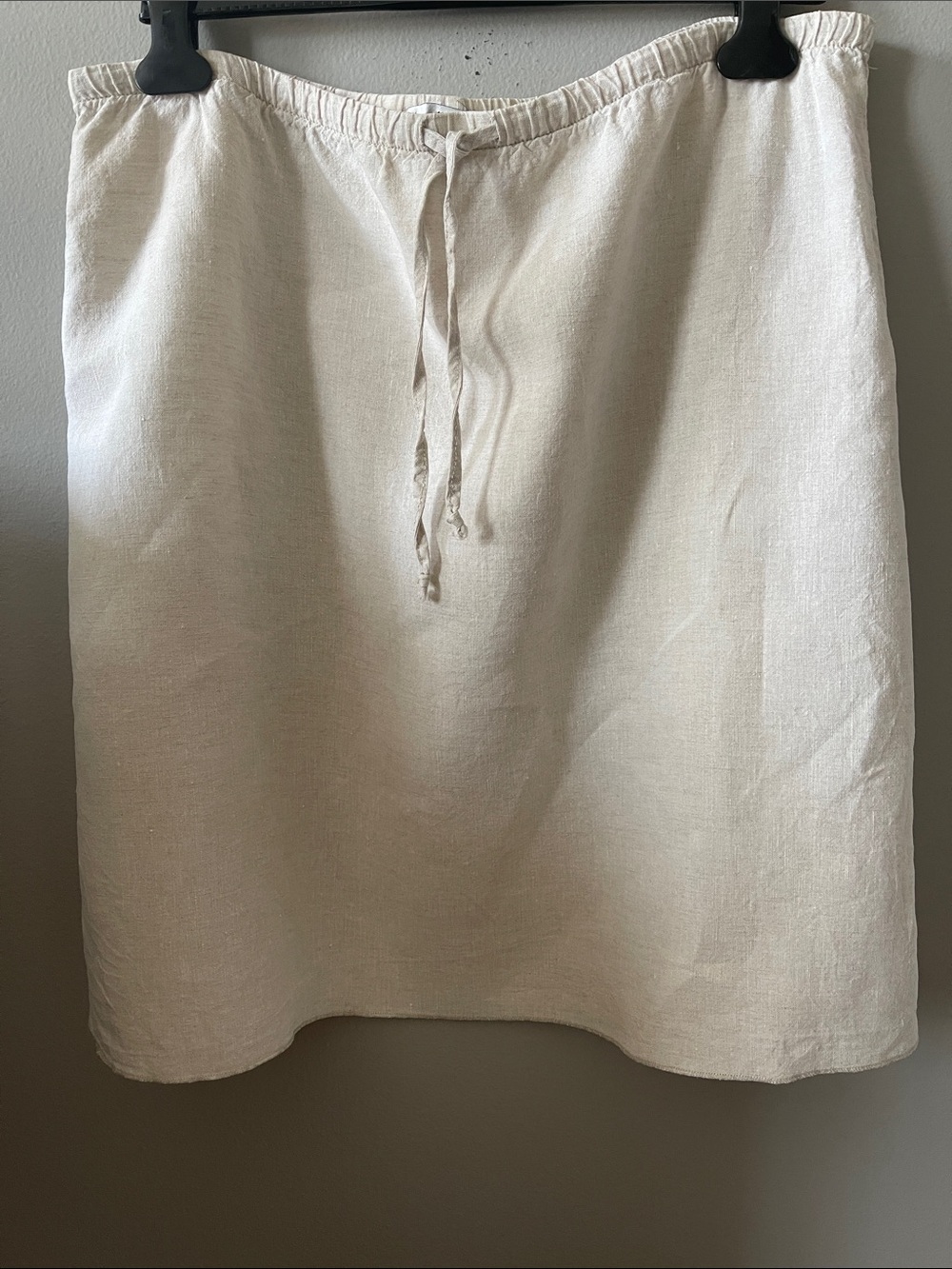 Allen Allen Cream 100% Linen elastic drawstring summer Skirt